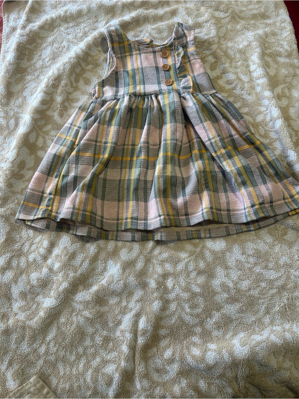 Kensie Girl Pastel Plaid Sleeveless Dress with Wooden Buttons